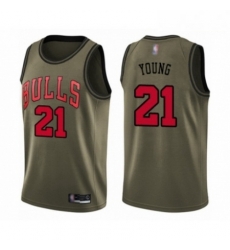 Mens Chicago Bulls 21 Thaddeus Young Swingman Green Salute to Service Basketball Jersey 