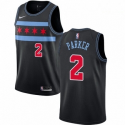 Mens Nike Chicago Bulls 2 Jabari Parker Swingman Black NBA Jersey City Edition 