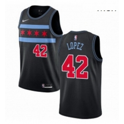 Mens Nike Chicago Bulls 42 Robin Lopez Swingman Black NBA Jersey City Edition