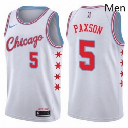 Mens Nike Chicago Bulls 5 John Paxson Swingman White NBA Jersey City Edition 