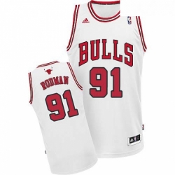 Youth Adidas Chicago Bulls 91 Dennis Rodman Swingman White Home NBA Jersey