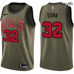 Youth Nike Chicago Bulls 32 Kris Dunn Swingman Green Salute to Service NBA Jersey