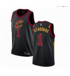 Mens Cleveland Cavaliers 1 Nik Stauskas Authentic Black Basketball Jersey Statement Edition 