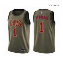 Mens Cleveland Cavaliers 1 Nik Stauskas Swingman Green Salute to Service Basketball Jersey 