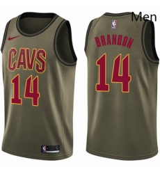 Mens Nike Cleveland Cavaliers 14 Terrell Brandon Swingman Green Salute to Service NBA Jersey 