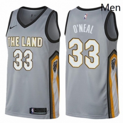 Mens Nike Cleveland Cavaliers 33 Shaquille ONeal Swingman Gray NBA Jersey City Edition