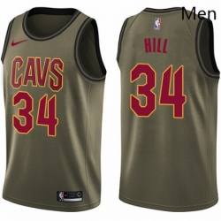 Mens Nike Cleveland Cavaliers 34 Tyrone Hill Swingman Green Salute to Service NBA Jersey