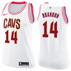 Womens Nike Cleveland Cavaliers 14 Terrell Brandon Swingman WhitePink Fashion NBA Jersey 