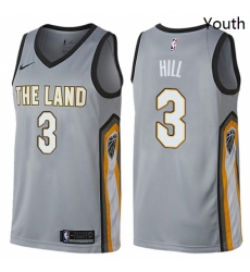 Youth Nike Cleveland Cavaliers 3 George Hill Swingman Gray NBA Jersey City Edition 