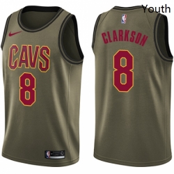 Youth Nike Cleveland Cavaliers 8 Jordan Clarkson Swingman Green Salute to Service NBA Jersey 