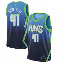 Mavericks 41 Dirk Nowitzki Blue Basketball Swingman City Edition 2019 20 Jersey