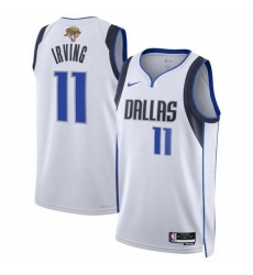 Men Dallas Mavericks 11 Kyrie Irving White 2024 Finals Association Edition Stitched Basketball Jersey