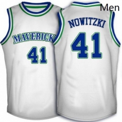 Mens Adidas Dallas Mavericks 41 Dirk Nowitzki Swingman White Throwback NBA Jersey