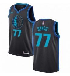 Mens Nike Dallas Mavericks 77 Luka Doncic Swingman Charcoal NBA Jersey City Edition 