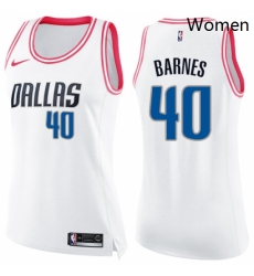 Womens Nike Dallas Mavericks 40 Harrison Barnes Swingman WhitePink Fashion NBA Jersey