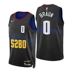 Men Denver Nuggets 0 Christian Braun 5280 Navy Icon Edition Stitched Jersey