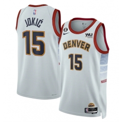 Men Denver Nuggets 15 Nikola Jokic Grey 2022 23 City Edition Stitched Jersey