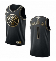 Men Denver Nuggets Michael Porter Jr. #1 Black Gold Stitched NBA Basketball Jersey