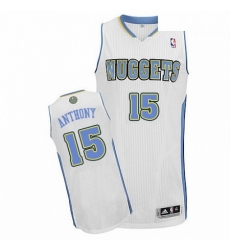 Mens Adidas Denver Nuggets 15 Carmelo Anthony Authentic White Home NBA Jersey