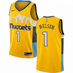 Mens Nike Denver Nuggets 1 Jameer Nelson Authentic Gold Alternate NBA Jersey Statement Edition 