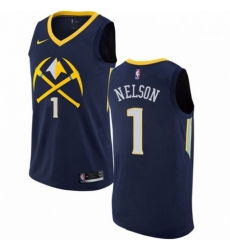 Mens Nike Denver Nuggets 1 Jameer Nelson Authentic Navy Blue NBA Jersey City Edition 