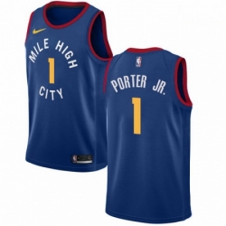 Mens Nike Denver Nuggets 1 Michael Porter Jr Blue NBA Swingman Statement Edition Jersey 