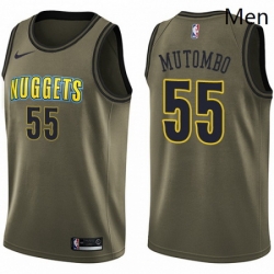 Mens Nike Denver Nuggets 55 Dikembe Mutombo Swingman Green Salute to Service NBA Jersey