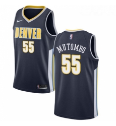 Womens Nike Denver Nuggets 55 Dikembe Mutombo Swingman Navy Blue Road NBA Jersey Icon Edition