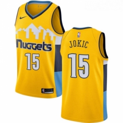 Youth Nike Denver Nuggets 15 Nikola Jokic Authentic Gold Alternate NBA Jersey Statement Edition