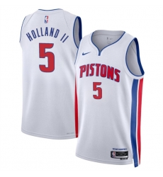 Men Detroit Pistons 5 Ron Holland II White 2024 Draft Association Edition Stitched Jersey