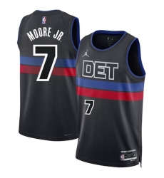 Men Detroit Pistons 7 Wendell Moore Jr Black 2024 Statement Edition Stitched Basketball Jersey