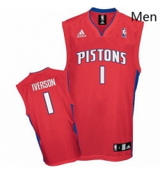 Mens Adidas Detroit Pistons 1 Allen Iverson Swingman Red NBA Jersey