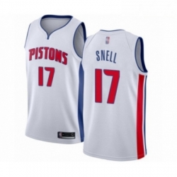 Mens Detroit Pistons 17 Tony Snell Authentic White Basketball Jersey Association Edition 