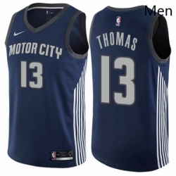 Mens Nike Detroit Pistons 13 Khyri Thomas Authentic Navy Blue NBA Jersey City Edition 