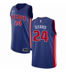 Mens Nike Detroit Pistons 24 Mateen Cleaves Authentic Royal Blue Road NBA Jersey Icon Edition