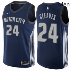 Mens Nike Detroit Pistons 24 Mateen Cleaves Swingman Navy Blue NBA Jersey City Edition