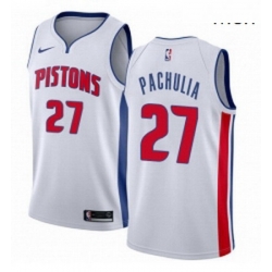 Mens Nike Detroit Pistons 27 Zaza Pachulia Swingman White NBA Jersey Association Edition 