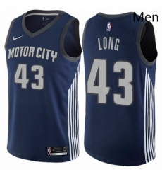 Mens Nike Detroit Pistons 43 Grant Long Authentic Navy Blue NBA Jersey City Edition