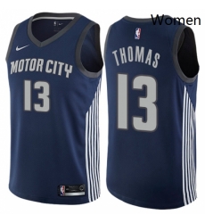 Womens Nike Detroit Pistons 13 Khyri Thomas Swingman Navy Blue NBA Jersey City Edition 