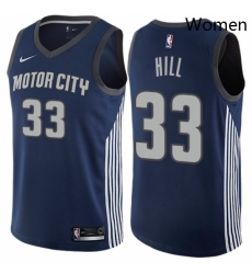 Womens Nike Detroit Pistons 33 Grant Hill Swingman Navy Blue NBA Jersey City Edition