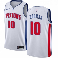 Youth Nike Detroit Pistons 10 Dennis Rodman Authentic White Home NBA Jersey Association Edition