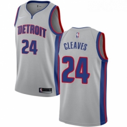 Youth Nike Detroit Pistons 24 Mateen Cleaves Authentic Silver NBA Jersey Statement Edition