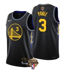 Men Golden State Warriors 3 Jordan Poole 2022 Black NBA Finals Stitched Jersey