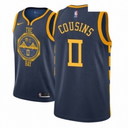 Men NBA 2018 19 Golden State Warriors 0 DeMarcus Cousins City Edition Navy Jersey 