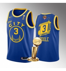 Men's Golden State Warriors #3 Jordan Poole 2022 Royal NBA Finals Champions Stitched Jerseys