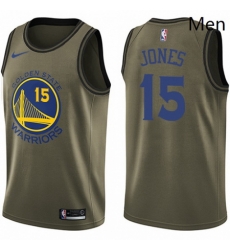 Mens Nike Golden State Warriors 15 Damian Jones Swingman Green Salute to Service NBA Jersey