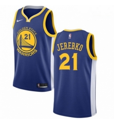 Mens Nike Golden State Warriors 21 Jonas Jerebko Blue NBA Swingman Icon Edition Jersey 