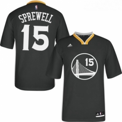 Womens Adidas Golden State Warriors 15 Latrell Sprewell Authentic Black Alternate NBA Jersey