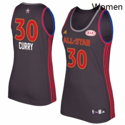 Womens Adidas Golden State Warriors 30 Stephen Curry Authentic Charcoal 2017 All Star NBA Jersey