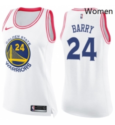 Womens Nike Golden State Warriors 24 Rick Barry Swingman WhitePink Fashion NBA Jersey